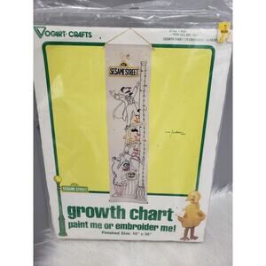 Vintage 1979 Sesame Street Grow Chart Embroider Paint‎ Vogart Craft kit nursery